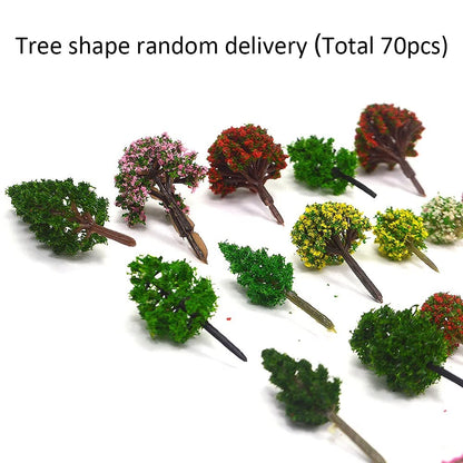 Set of 70 Miniature Trees for Model Train Scenery