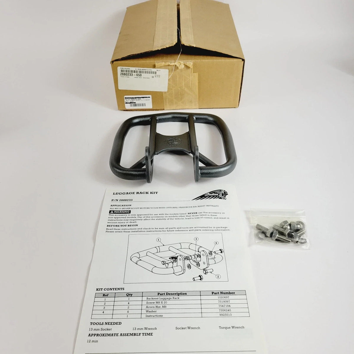 Backrest Luggage Rack Kit for Indian Scout (OEM Part 2880233-650)