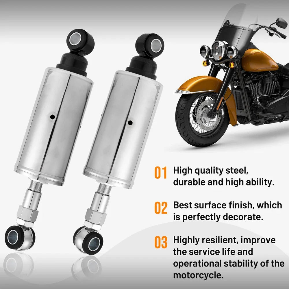 Set of 2 Chrome Rear Lowered Shocks for Harley FXST FLST Softail (1989–1999)