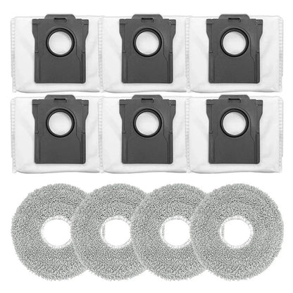 Set of 4 Mop Cloths & 6 Dust Bags for Cecotec Conga X70 (2018–2023)