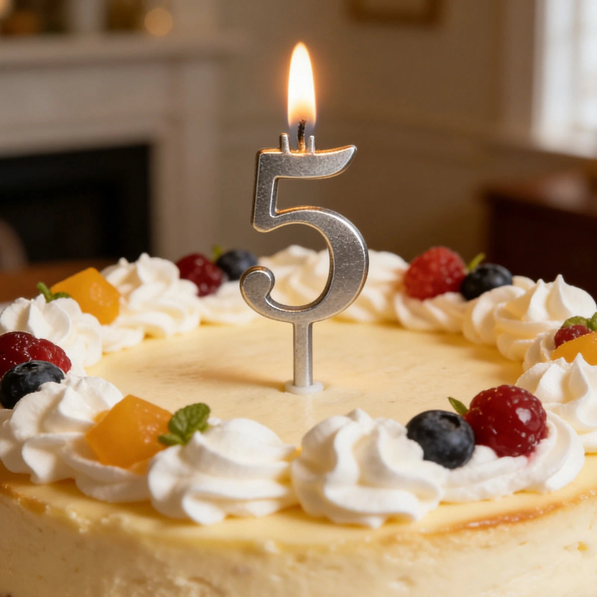 Set of 4 Silver Reusable 0-9 Birthday Cake Candle Holders
