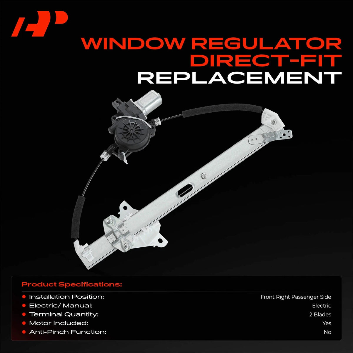 Front Right Power Window Regulator for Mazda 3 3 Sport (2014–2018) BHN9-58-590A, BHN9-58-58X, 751-128
