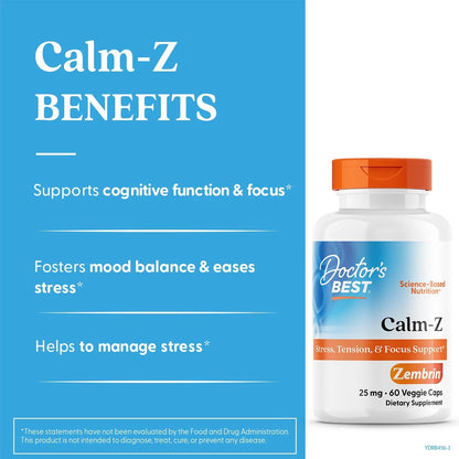 Calm-Z for Men & Women - Zembrin 60 Count (Pack of 1)