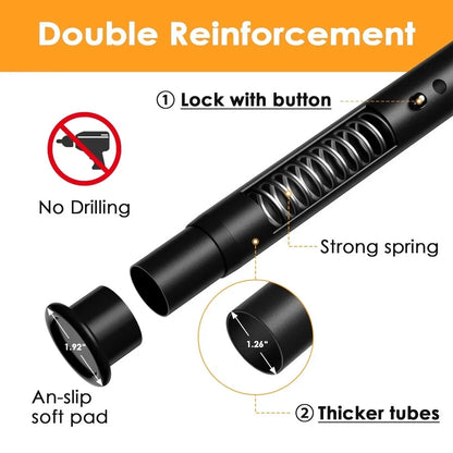 Extra Long Tension Curtain Rod 43-124 Inches Black Heavy Duty
