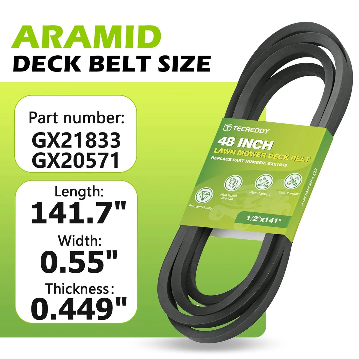 48 Inch Mower Deck Belt for John Deere 145 (No Part Numbers)