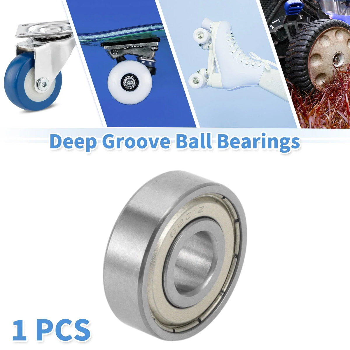 6201ZZ Deep Groove Ball Bearings for Scooter Skateboard Wheel (12x32x10mm)