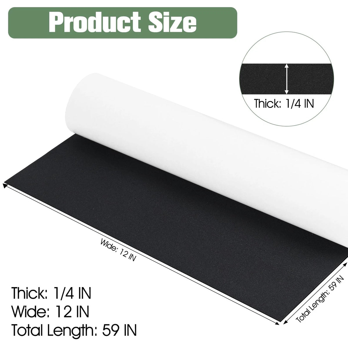 Sponge Neoprene Foam Sheet 12x59x1/4 in, Black