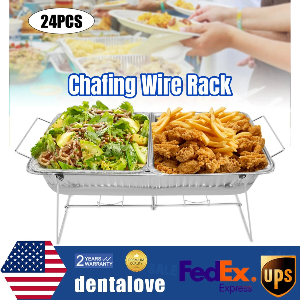 24 Pack Chafing Wire Rack Buffet Stand for Full Size Dishes