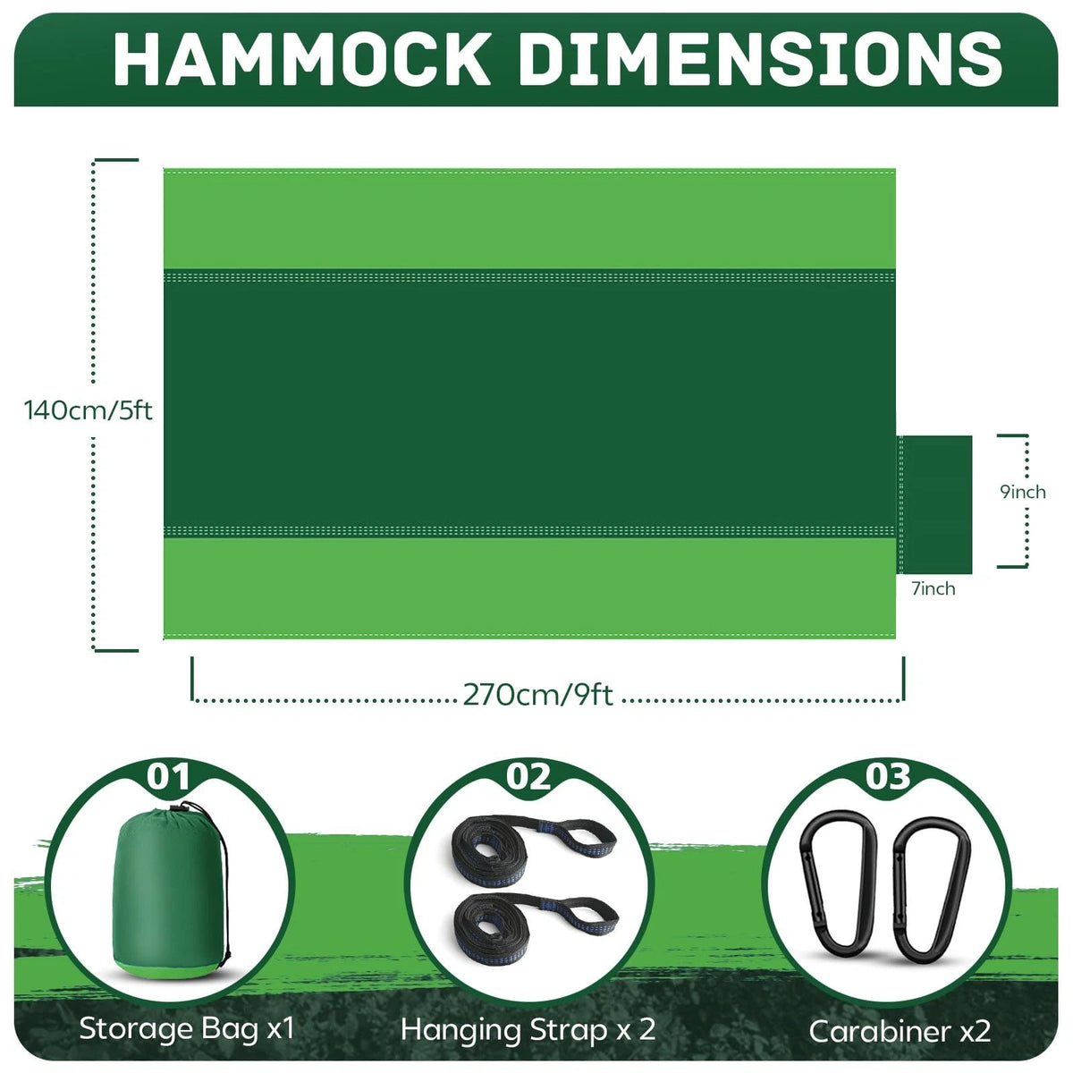 2X Lightweight Portable Double Parachute Nylon Camping Hammock for Outdoor
