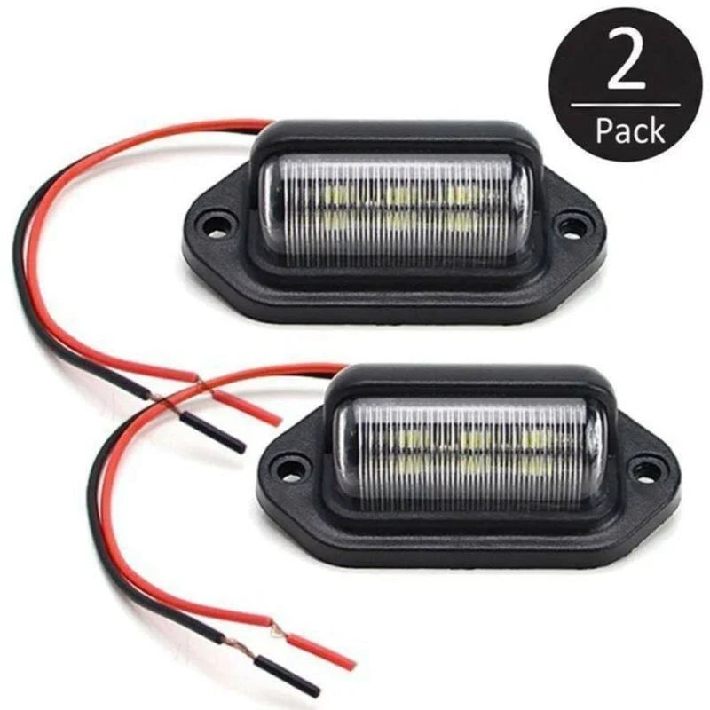 2X LED License Plate Lights for Car Boat Truck Trailer (10-30V)