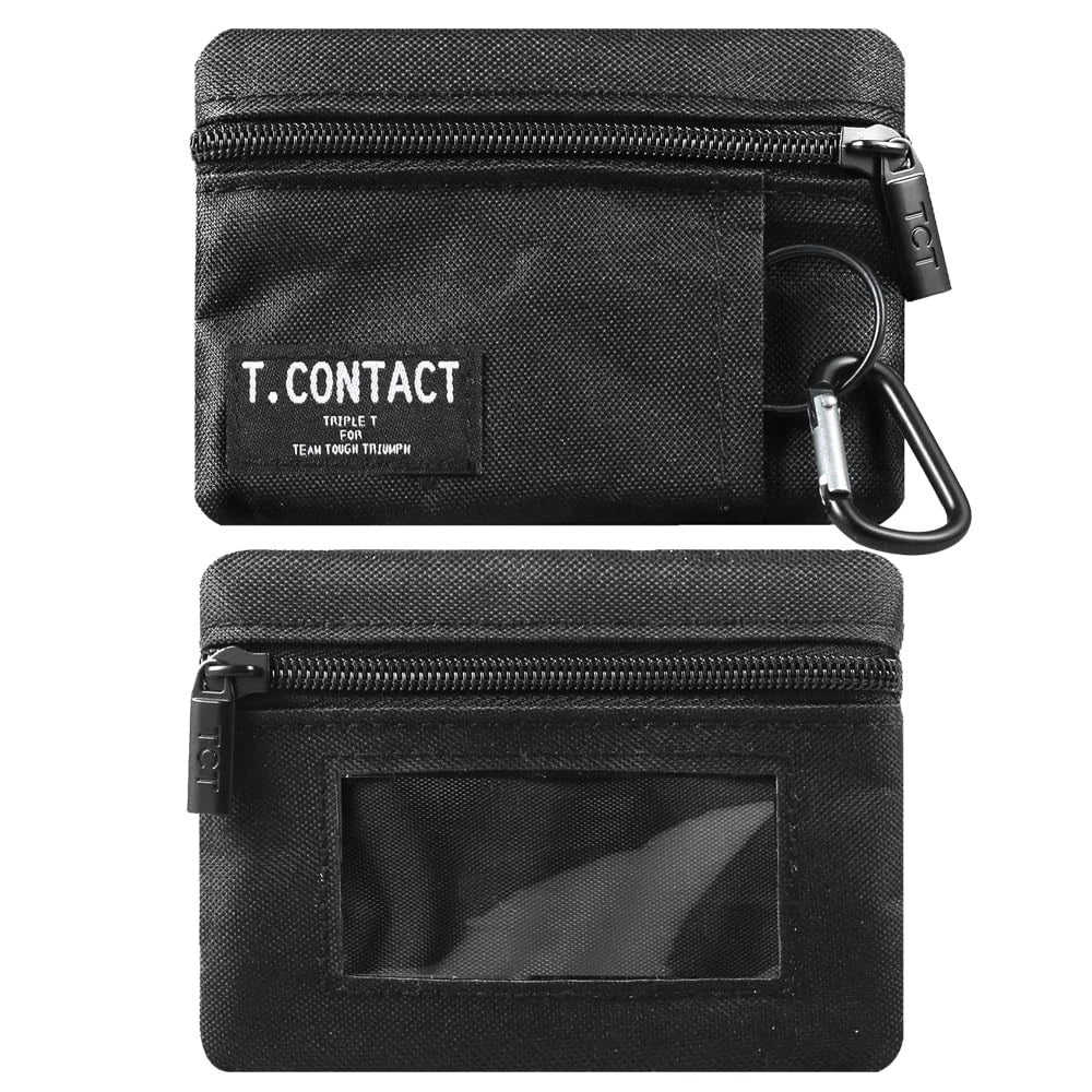 Mini Zip Card Case for Wallet (Black)