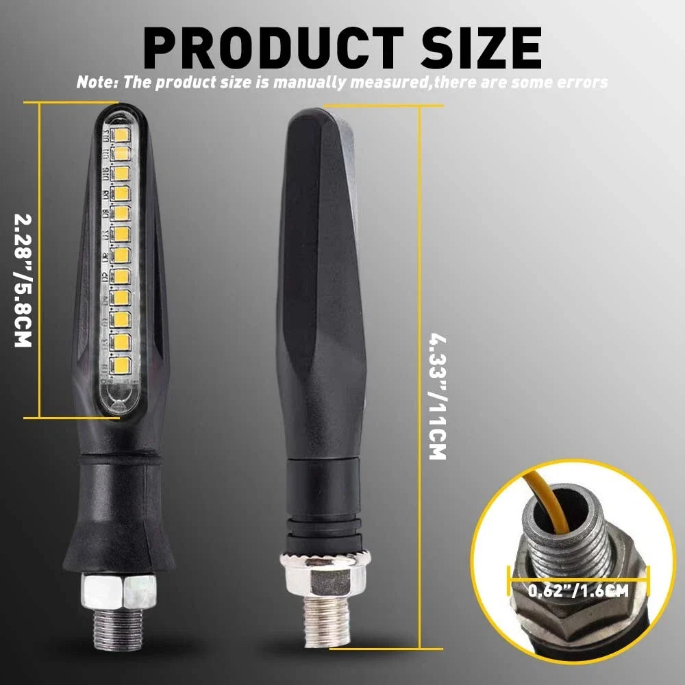 Set of 4 Amber LED Turn Signal Blinkers for Universal Motorcycles