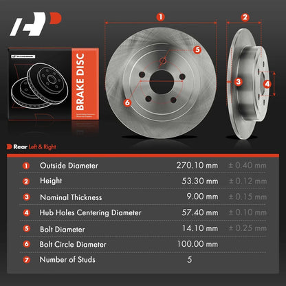 Rear Disc Brake Rotors for Chrysler Sebring, Dodge Stratus (1996–2006)