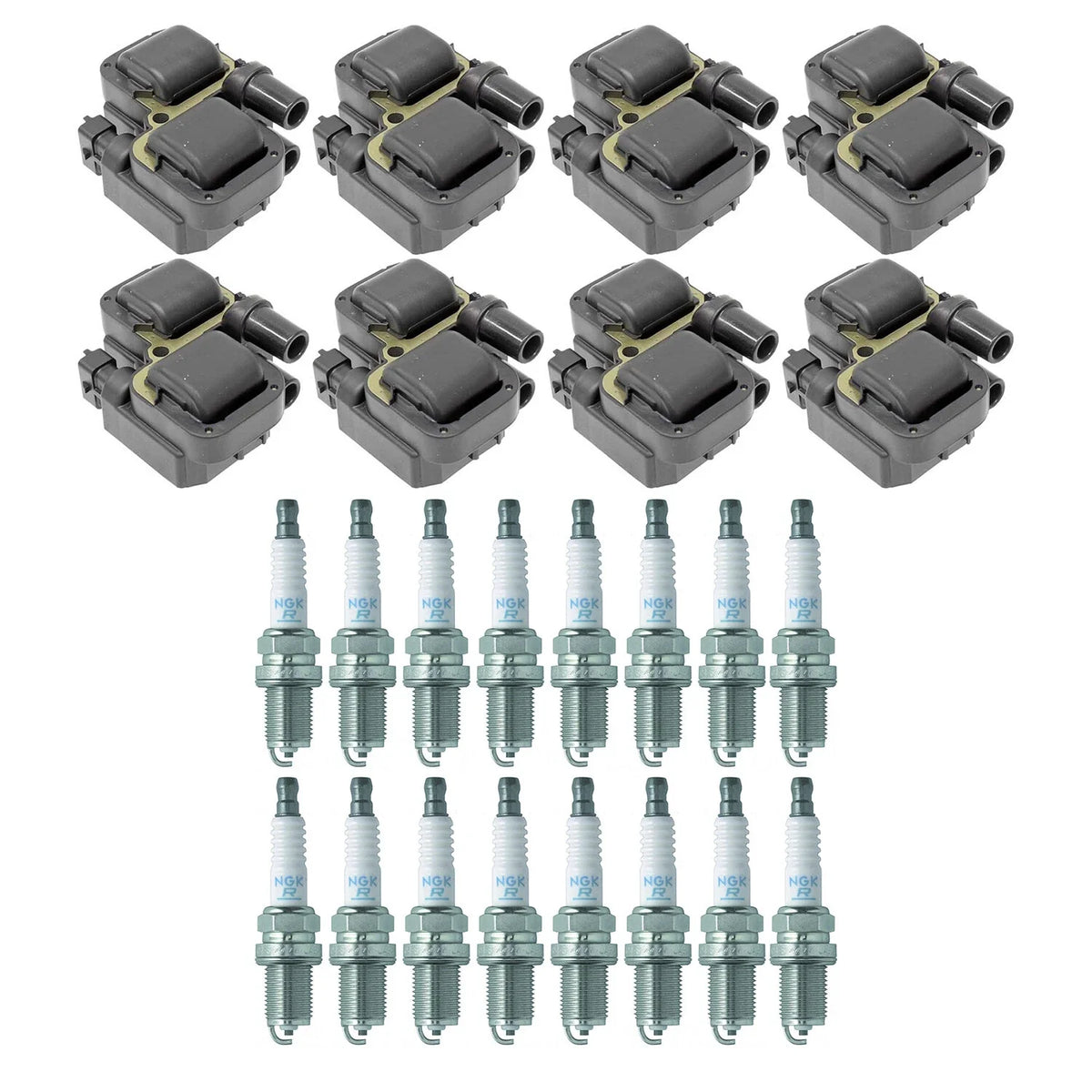 Set of 8 Ignition Coils & 16 NGK V-Power Spark Plugs for W202 C215 C208 W210 V8