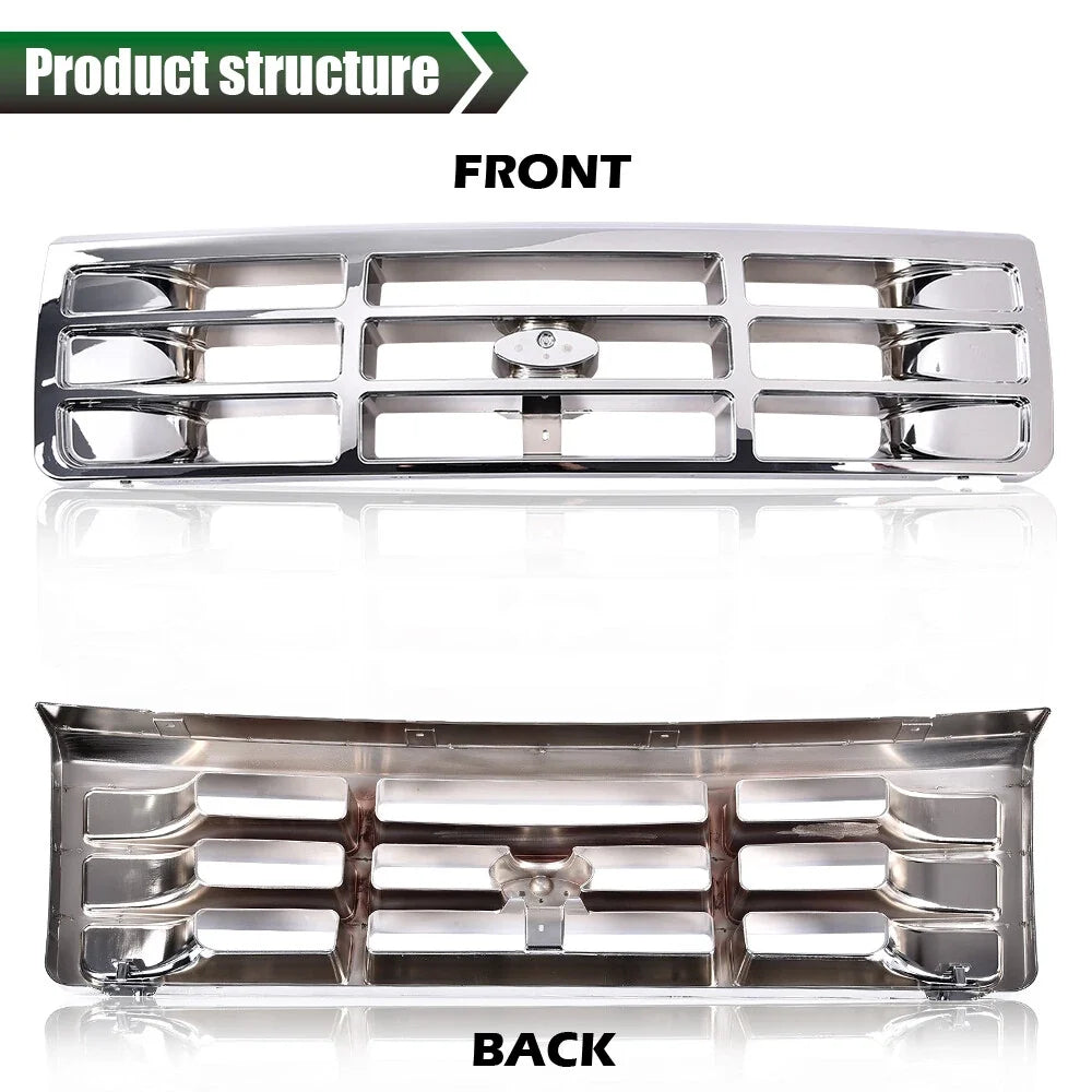Chrome Grille and Headlight Door Set for Ford F150 F250 F350 (1992–1998)