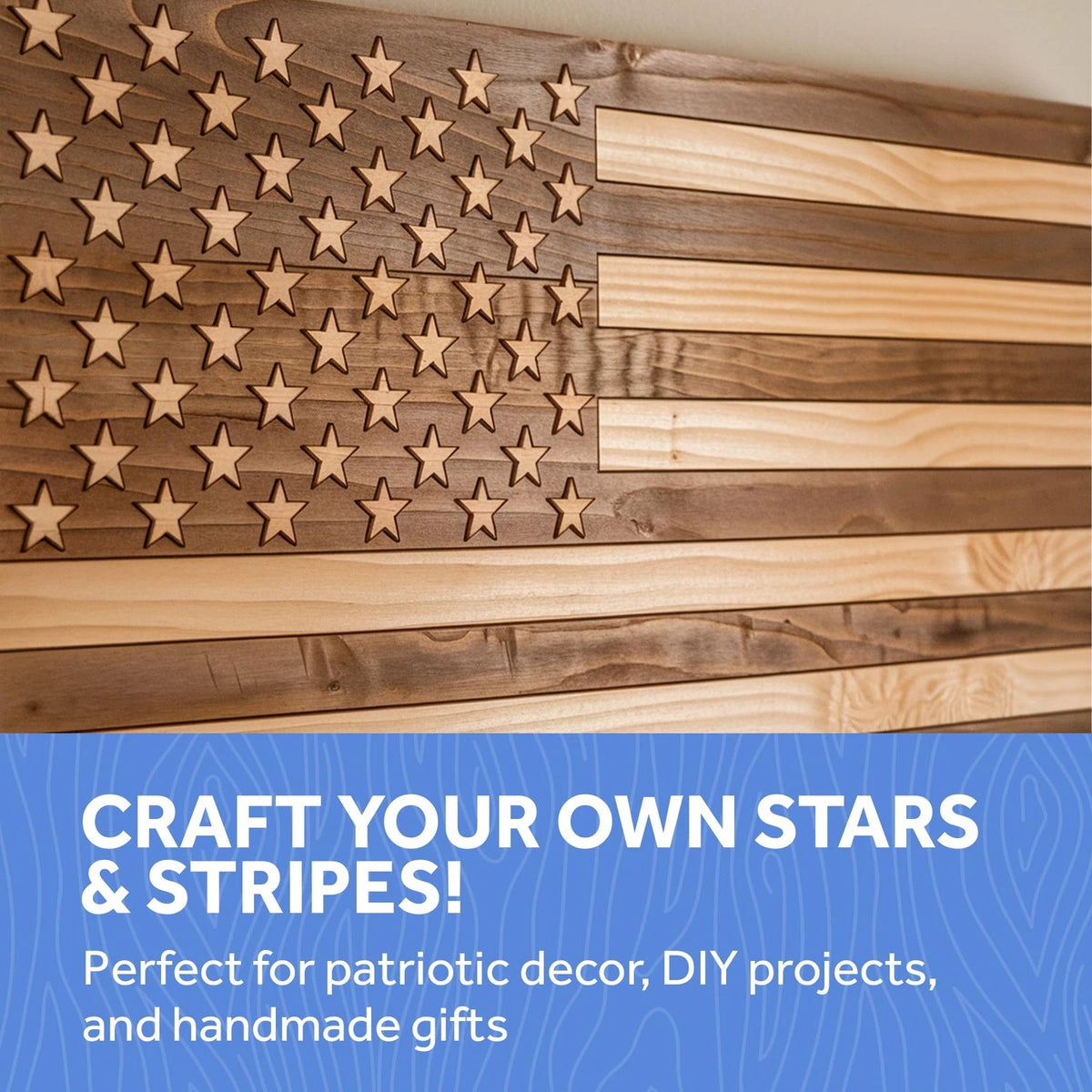 Set of 3 Wooden Star Shapes for Patriotic Decor (10 Inch)