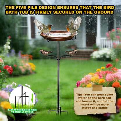 35-Inch Metal Bird Bath for Outdoor Use - Antique Bronze Garden Decor