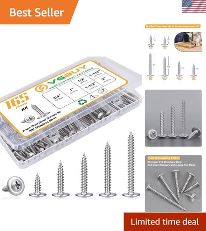 165-Piece Stainless Steel Self-Tapping Screws Kit for Automotive Applications