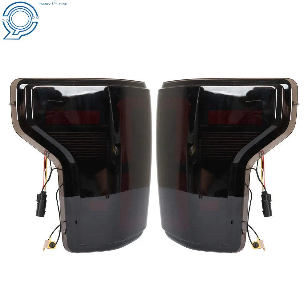 Set of 2 LED Tail Lights for Ford F150 (2015–2020) Black Housing Smoke Lens