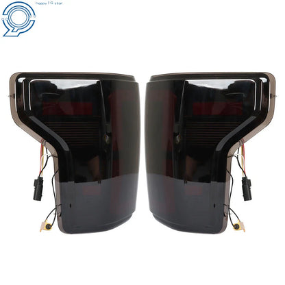Set of 2 LED Tail Lights for Ford F150 (2015–2020) Black Housing Smoke Lens