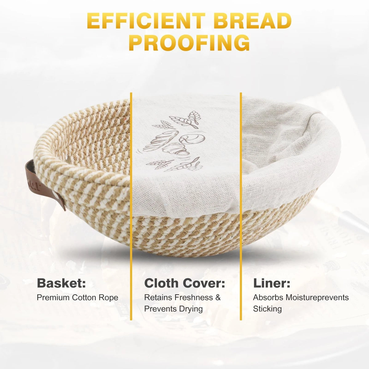 Set of 2 Bread Proofing Baskets for Nikkar Banneton 10" Round & 11" Oval