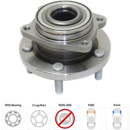 Set of 2 Wheel Hubs for Dodge Avenger (2008–2010) with Bearings