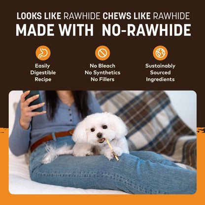 20 Count No Hide Stix for Dogs - Long Lasting Rawhide Free