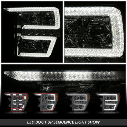 LED Sequential Chasing Projector Chrome Amber Headlights for Ford F-150 (2021–2023)