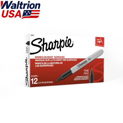 12X Fine Tip Black Permanent Markers