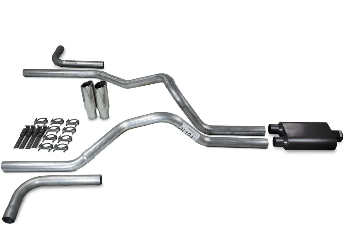 2.5" Dual Exhaust Kit for Ford F-150 (1987–1997) - 2 Chamber, Clamp On Tips