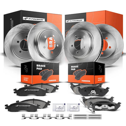 Set of 4 Disc Brake Rotors & Ceramic Pads for Ford Explorer (2006–2010) R-54143, P-1158, R-54098, P-1109