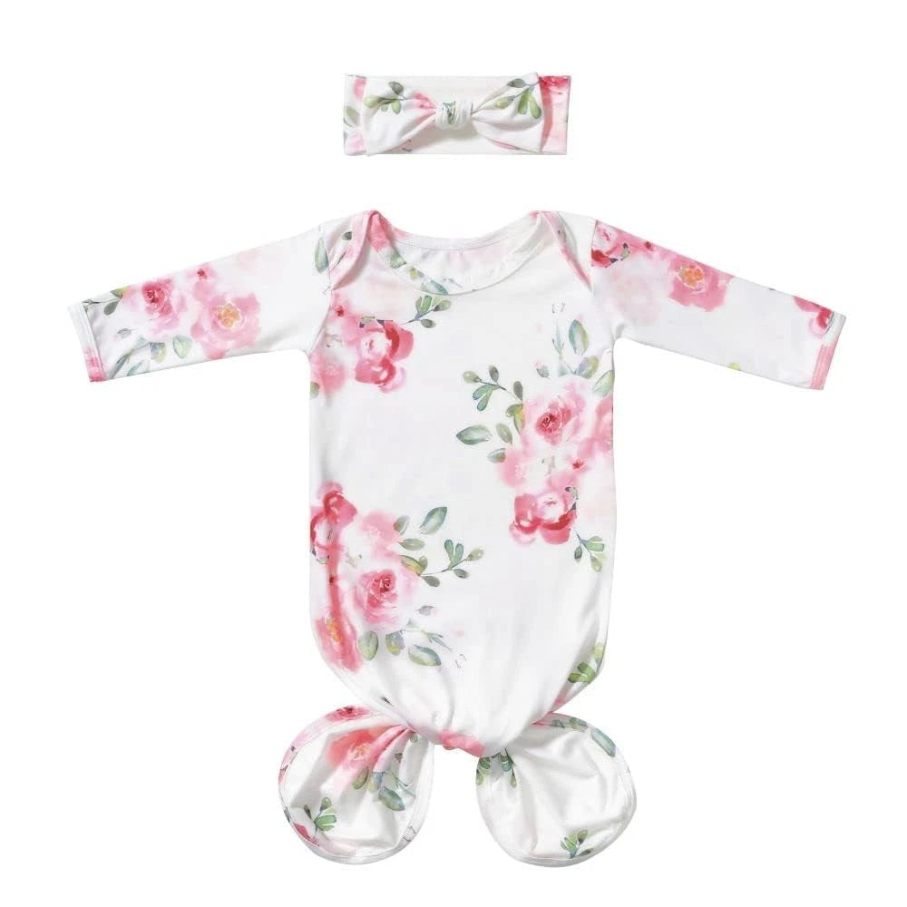 Baby Knotted Gown for Newborns 0-6 Months - Soft & Breathable