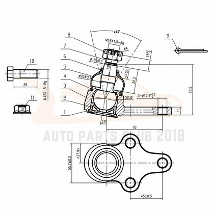 Set of 12 Suspension Front Tie Rod Ends for Toyota Pickup (1989–1995)