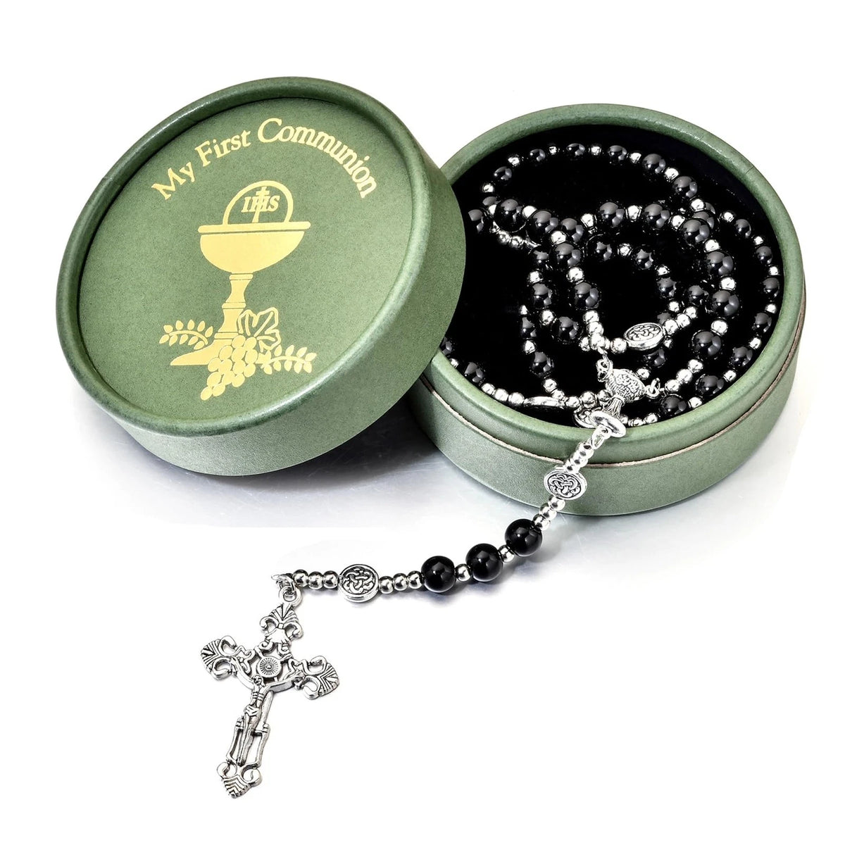Set of 4 Glass Pearl Rosaries for First Communion (18.5 Inches)
