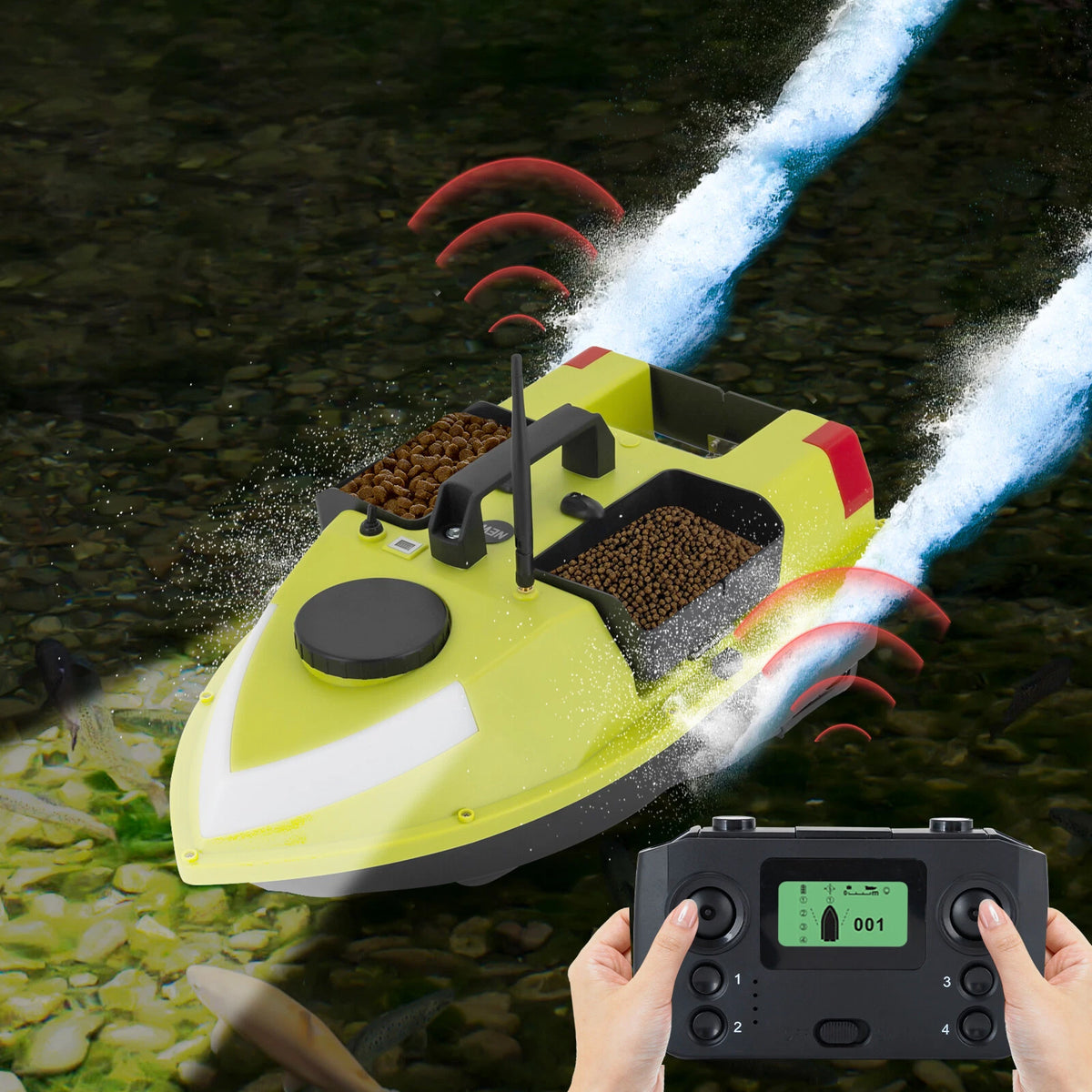 Fishing Bait Boat & Remote Control for RC Fishing Boat (10000R)