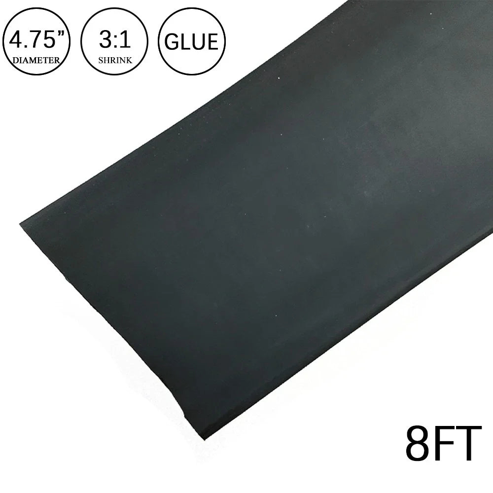 Heat Shrink Tubing for Wires Wrap (4.75" x 8FT) - Black, Waterproof, Dual Wall