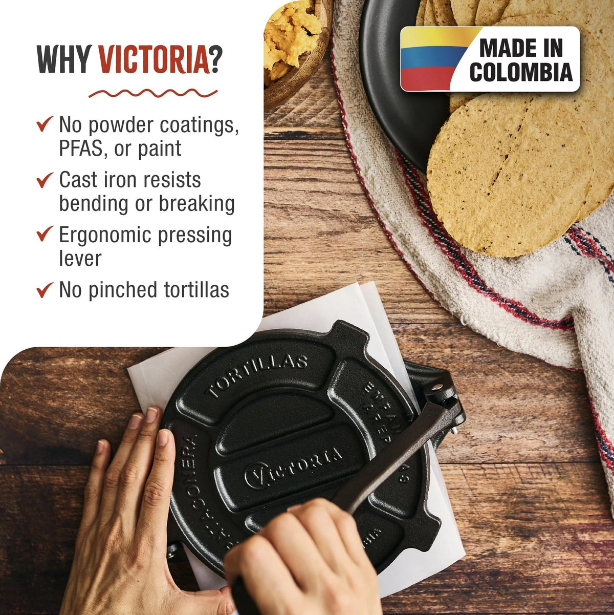 6" Cast Iron Tortilla Press for Tortillas and Roti Maker