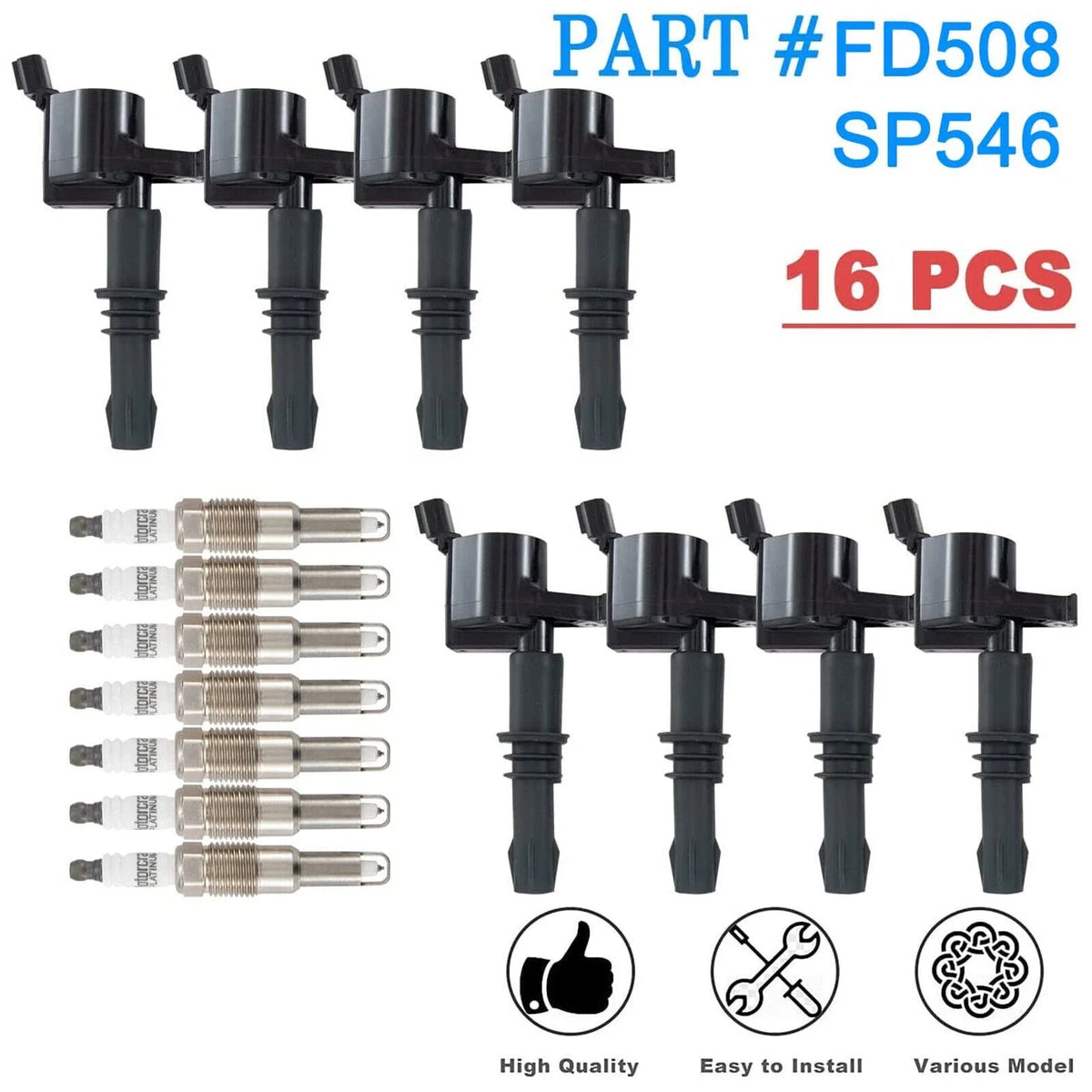8-Pack Ignition Coils and Iridium Spark Plugs for Ford F-150 (2004–2010)
