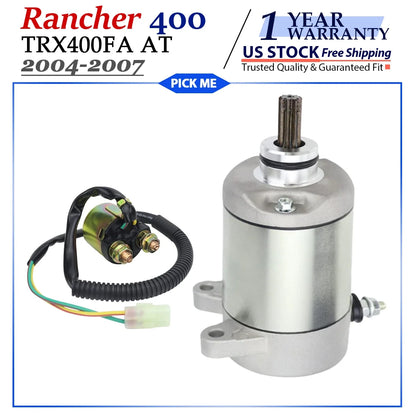 Starter with Solenoid Relay for Honda TRX400FA FourTrax Rancher 400 (2004–2007)