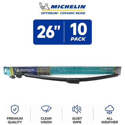Set of 10 Michelin Optimum+ Ceramic Beam Wiper Blades 26" for All Vehicles