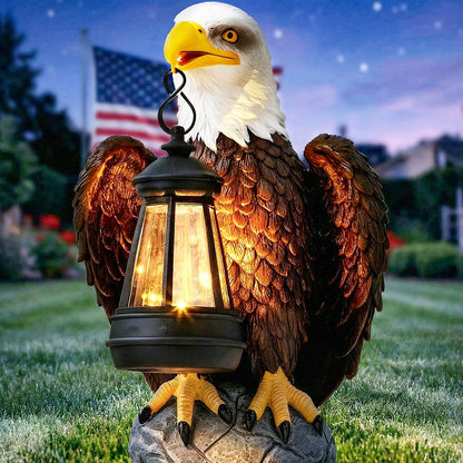 American Bald Eagle Garden Statue with Solar Light