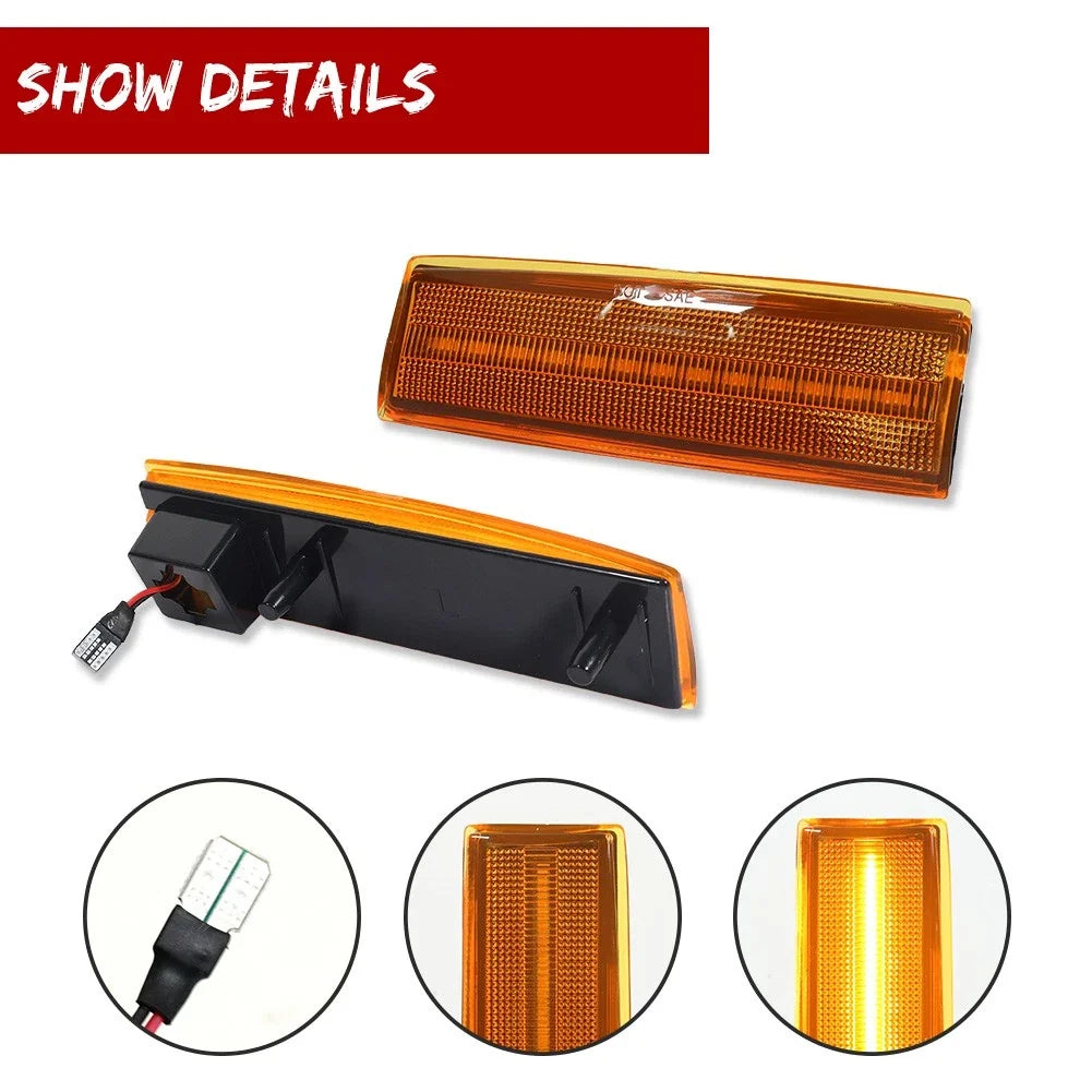 2X Amber Lens Full LED Side Marker Lights for Chevy S10 GMC Jimmy (1982–2004)