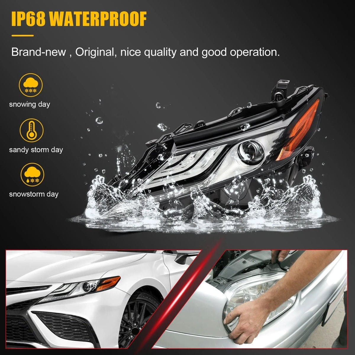 2Pcs Full LED Headlights for Toyota Corolla (2018–2024)