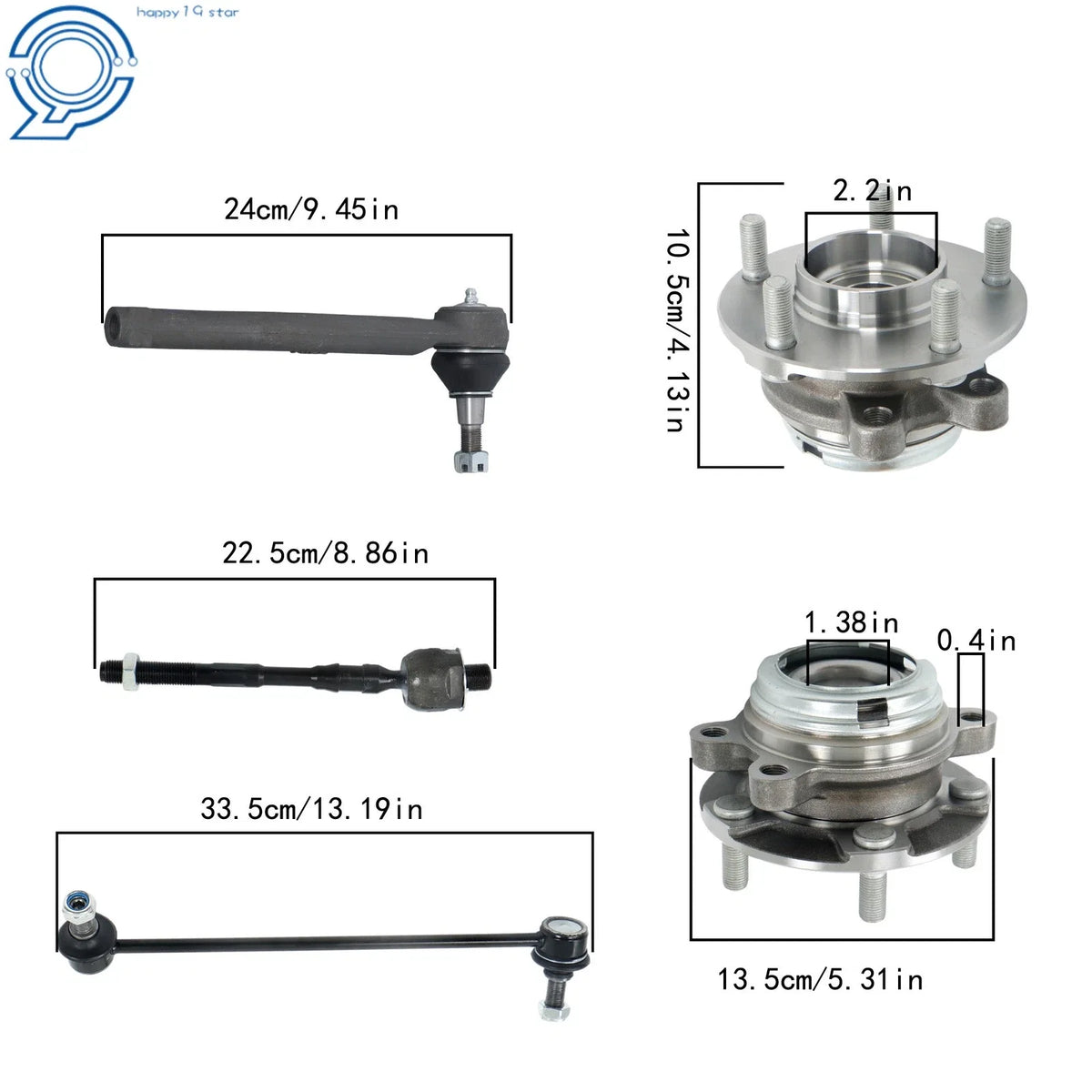 Front Wheel Bearing Hub, Sway Bar End Link, Tie Rod for Nissan Altima (2007–2013)