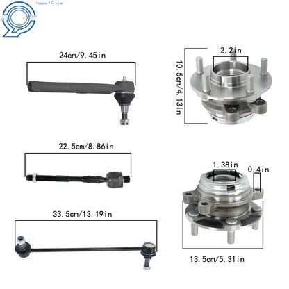 Front Wheel Bearing Hub, Sway Bar End Link, Tie Rod for Nissan Altima (2007–2013)
