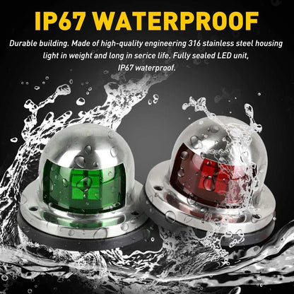 Set of 4 LED Bow Navigation Lights for Marine Boat Yacht Pontoon (12V)