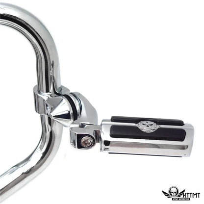 2X Gear Skull Chrome 2.5" Short Foot Peg Kit 1.25" for Harley Softail Deluxe (2005–2017)