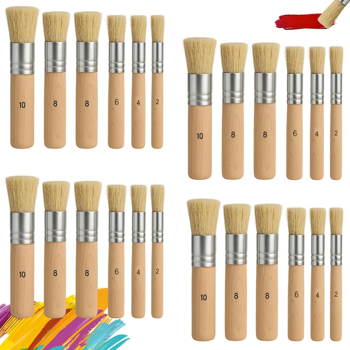 24 Pcs Wooden Stencil Brushes for Painting and Crafting