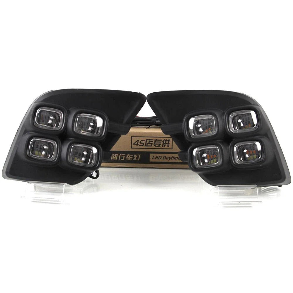 2X LED Fog Lamp Bezel DRL for Toyota Hilux (2015–2017)
