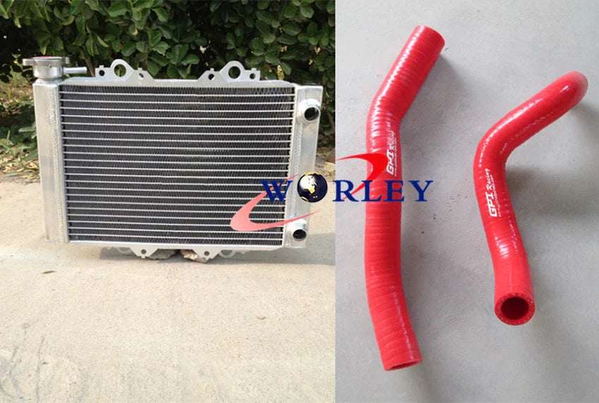 Aluminum Radiator & Green Silicone Hose for Kawasaki KFX450 KFX450R (2008-2012)